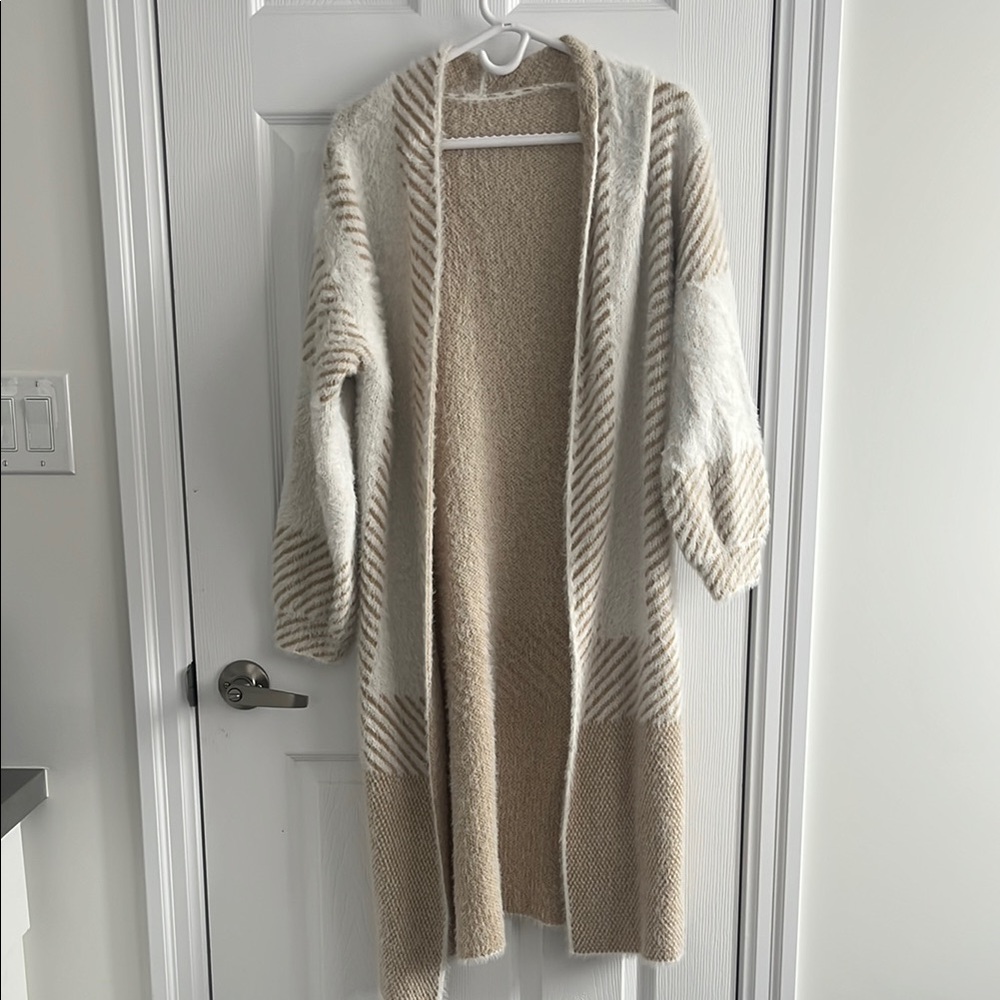 Cozy Beige and White Women's Sweater